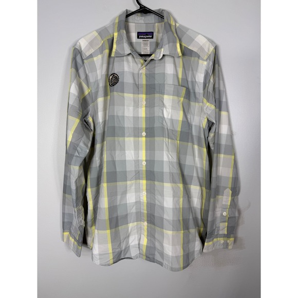 Patagonia Other - Patagonia Mens Long Sleeve Odell Brewing Co Plaid Button Down Shirt Grey Yellow